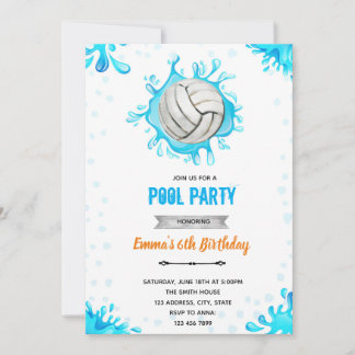 Volleyball-Schwimmbad Geburtstag Thema Einladung