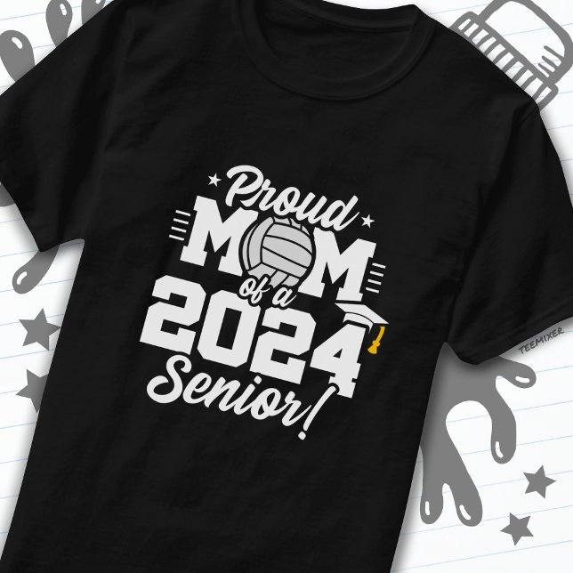 Volleyball Senior Class 2024 Abschluss Proud Mama T-Shirt (Von Creator hochgeladen)