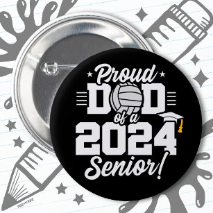 Volleyball Senior Class 2024 Abschluss Proud Vater Button