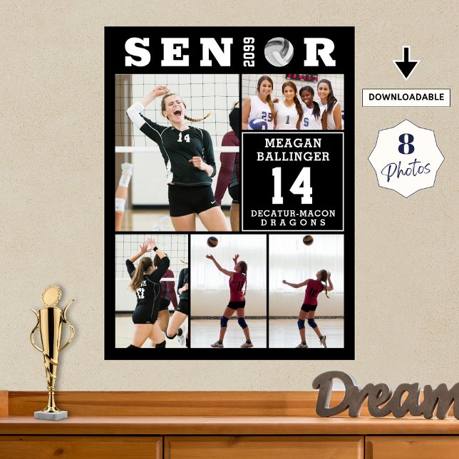 Volleyball Senior Graduation 5 Photo Collage Poster (Von Creator hochgeladen)