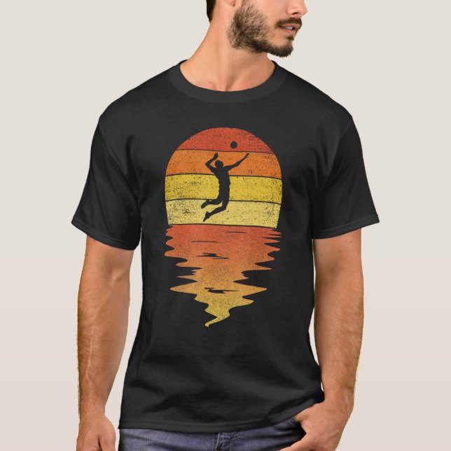 Volleyball Shirt Rettro Sonnenuntergang 70er Vinta (Vorderseite)