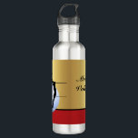 Volleyball Silhouetted Players with Ball elegant Edelstahlflasche<br><div class="desc">Make your own custom 24 oz stainless steel water bottle especially designed for those who enjoy the sport of Volleyball. The design features a large ball overlaid with the silhouette of two players at the net and placed on an elegant ruby red and gold background. Personalize it with your name....</div>