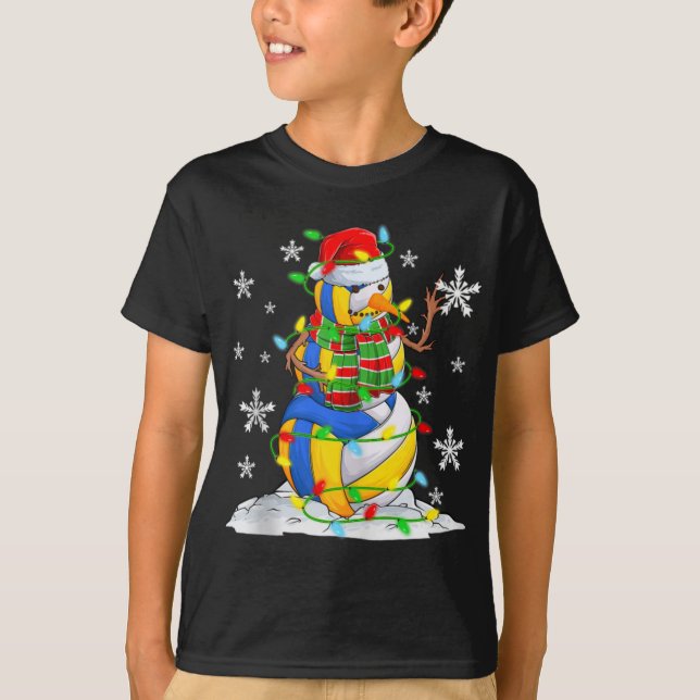 Volleyball Snowman Christmas Tree Lights Xma  T-Shirt (Vorderseite)