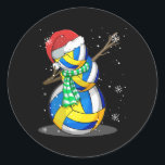 Volleyball Snowman Dabbing Funny Christmas Geschen Runder Aufkleber<br><div class="desc">Volleyball Snowman Dabbing Weihnachtsgeschenk Party</div>
