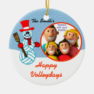 Volleyball Snowman Family Foto Ornament