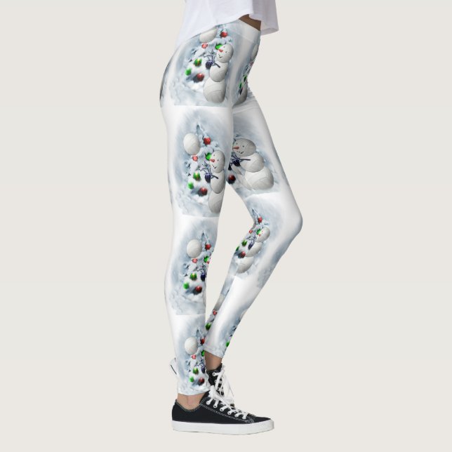 Volleyball Snowman Leggings de Noël (Droite)