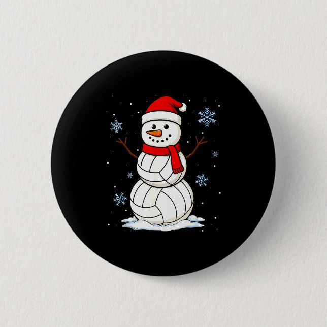Volleyball Snowman Merry Christmas Funny Srts Xmas Button (Vorderseite)