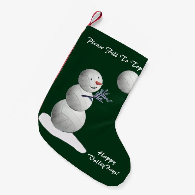 Volleyball Snowman Weihnachten Kleiner Weihnachtsstrumpf (Vorderansicht (hängend))