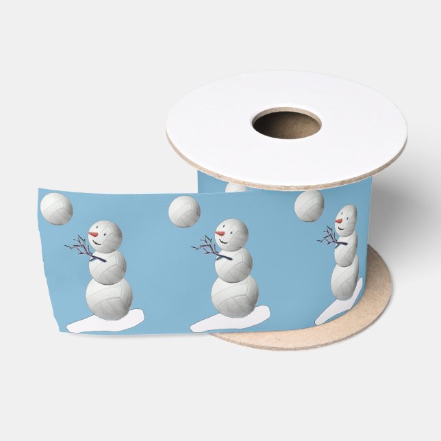 Volleyball Snowman Weihnachten Satinband (Spule)