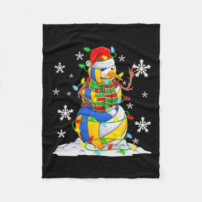Volleyball Snowman Weihnachtsbaum Lichter Weihnach Fleecedecke (Vorderseite)