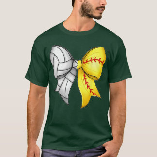 Volleyball Softball Coquette Bow Game Day Vibes Lo T-Shirt
