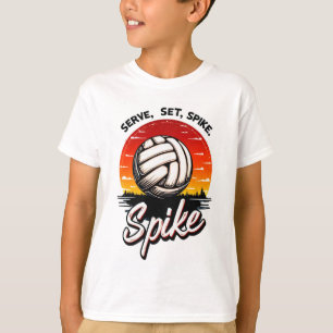 Volleyball Sonnenuntergang Grafik Design Tee für S