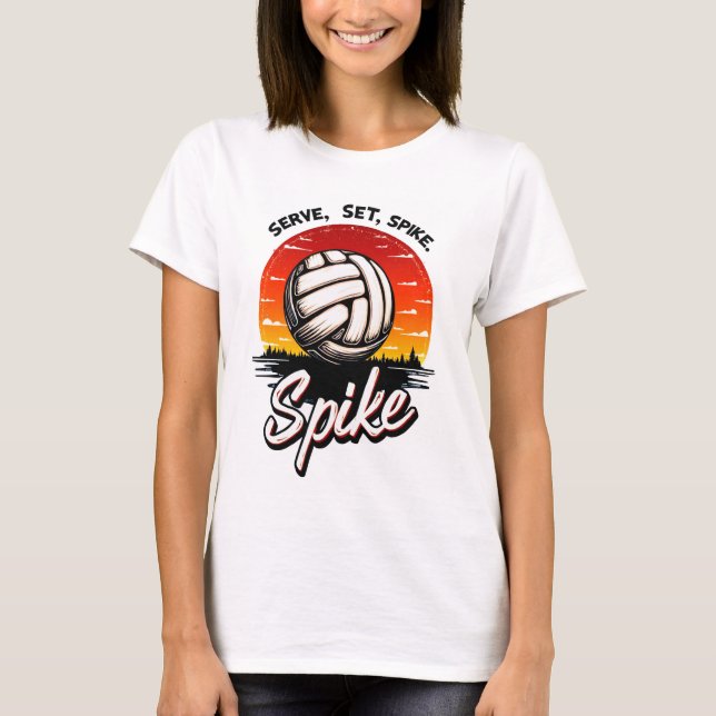 Volleyball Sonnenuntergang Grafik Design Tee für S (Vorderseite)