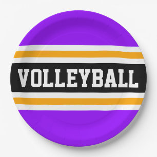VOLLEYBALL Spaßreich Lila Schwarz Orange Rennstrei Pappteller