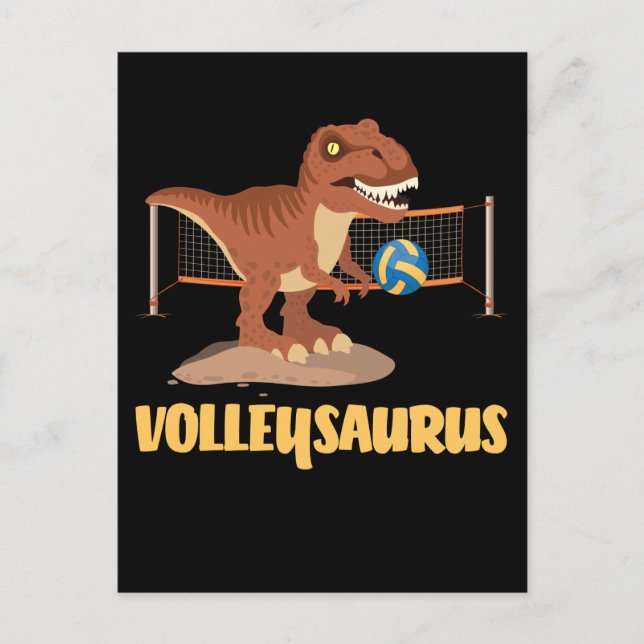 Volleyball spielen Trex Funny Dino Sport Postkarte (Vorderseite)