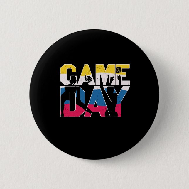 Volleyball-Spieler | Game Day Volleyball Button (Vorderseite)