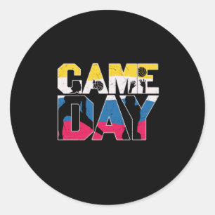 Volleyball-Spieler   Game Day Volleyball Runder Aufkleber