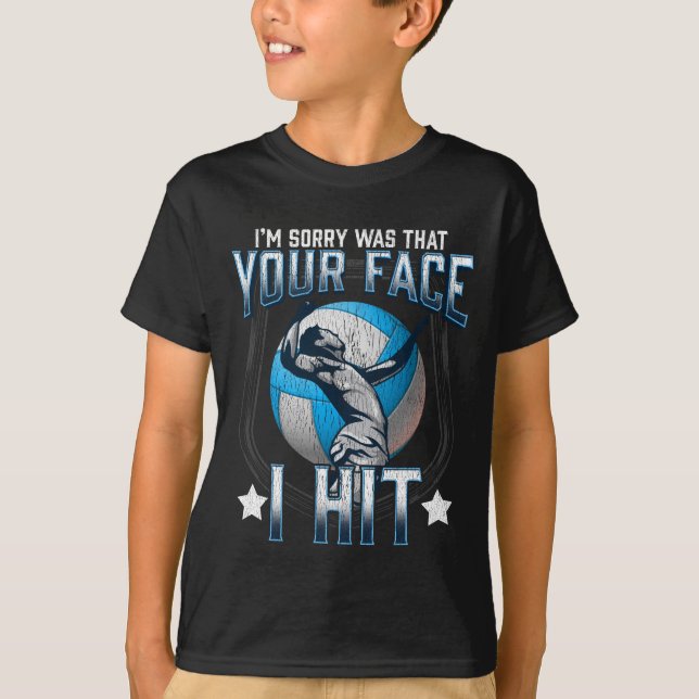 Volleyball-Spieler-Gesicht trifft Spaß Beach Sport T-Shirt (Vorderseite)