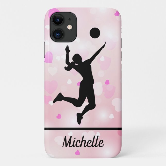 Volleyball-Spieler-Girl-Sparkeil rosa Muster Case-Mate iPhone Hülle (Rückseite)
