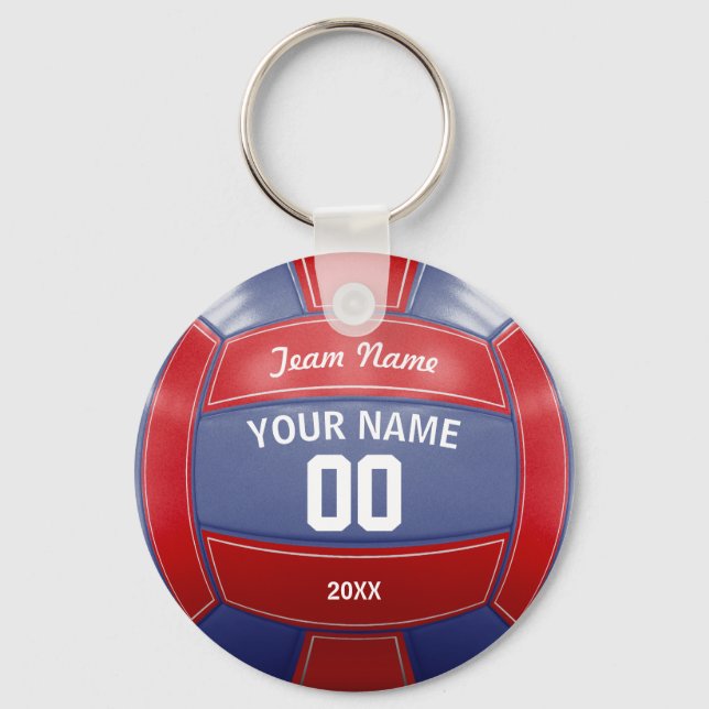 Volleyball Spieler Jahr Team Rot und Blau Schlüsselanhänger (Vorderseite)