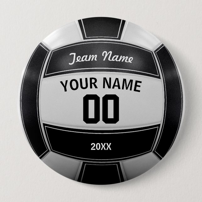 Volleyball Spieler Jahr Team Schwarz und Weiß Button (Vorderseite)