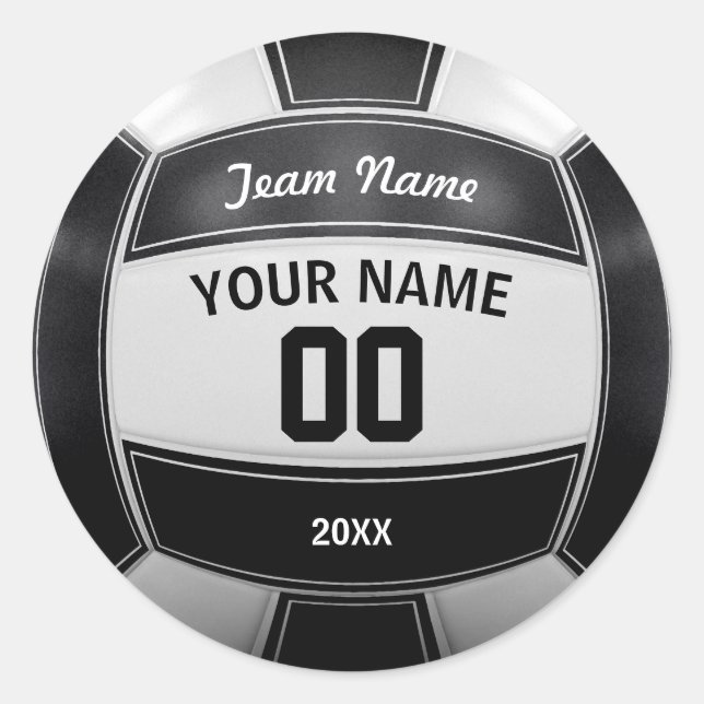 Volleyball Spieler Jahr Team Schwarz und Weiß Runder Aufkleber (Vorderseite)