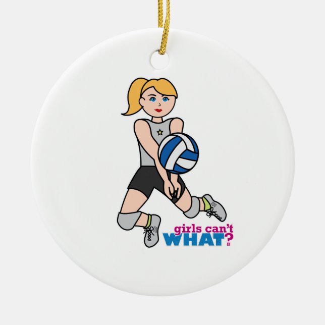 Volleyball-Spieler - Licht/Blonde Keramik Ornament (Vorne)