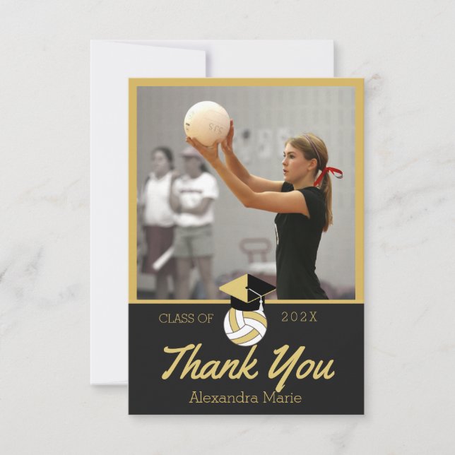 Volleyball-Spieler Moderne Foto Abschluss-Klasse Dankeskarte (Vorderseite)