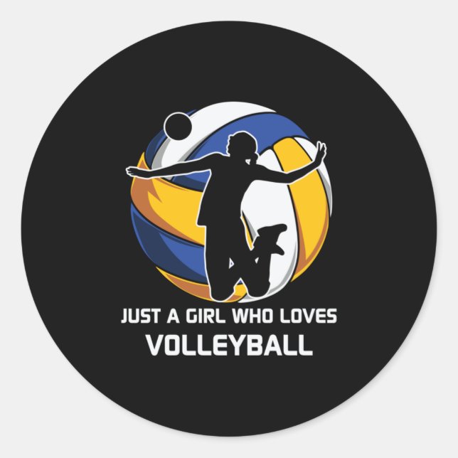 Volleyball-Spieler nur ein Mädchen, das Volleyball Runder Aufkleber (Vorderseite)