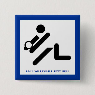 Volleyball-Spieler schwarz, weiß, blau Ikone benut Button