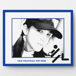 Volleyball-Spieler schwarz, weiß, blau Ikone benut Fotoplatte