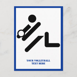Volleyball-Spieler schwarz, weiß, blau Ikone benut Postkarte
