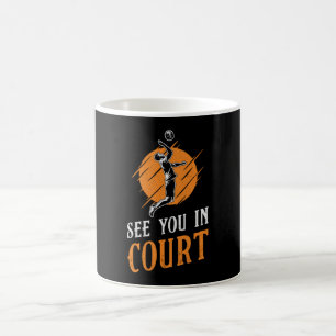 Volleyball-Spieler sehen Sie sich vor Gericht Team Kaffeetasse