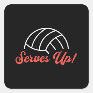 Volleyball-Spieler serviert Ball Beach Volleyball Quadratischer Aufkleber