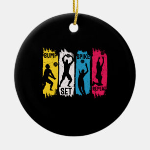 Volleyball-Spieler Set Spike Wiederholung Keramik Ornament
