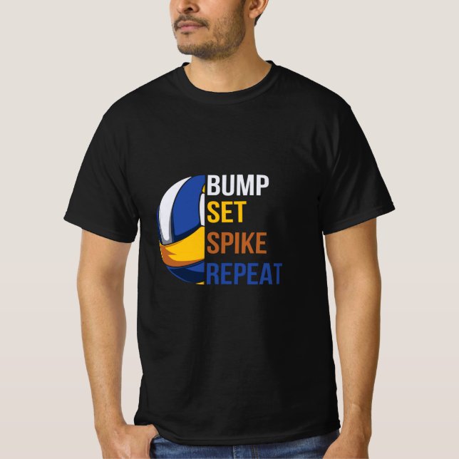 Volleyball-Spieler | Set Spike Wiederholung T-Shirt (Vorderseite)