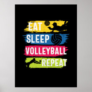 Volleyball-Spieler Sleep Volleyball wiederholen Poster