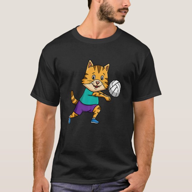 Volleyball Spieler Spike Net Cat Whisperer T-Shirt (Vorderseite)