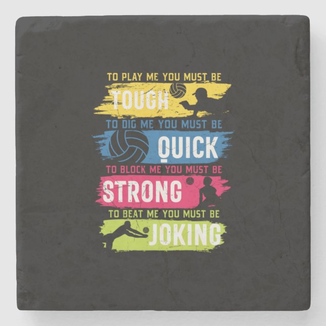 Volleyball-Spieler | Tough Quick Strong Steinuntersetzer (Vorderseite)