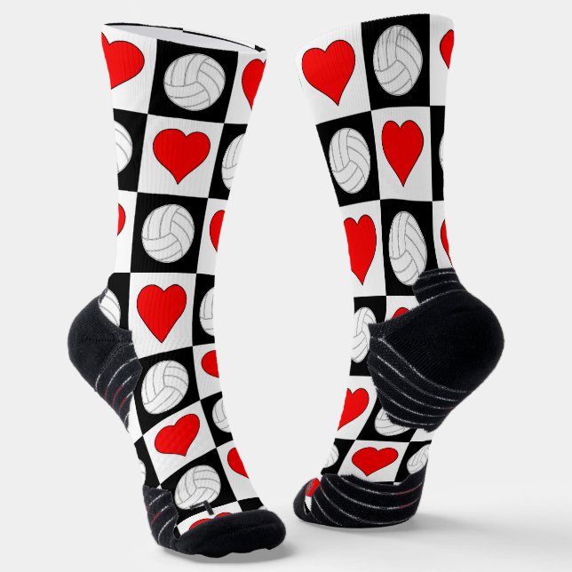 Volleyball Spieler Volleyballs und Herz Muster Socken (Gewinkelt)