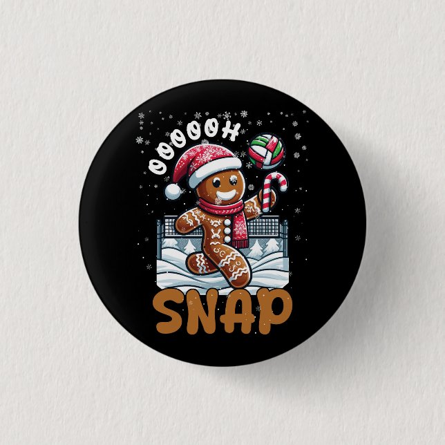 Volleyball Spieler Weihnachts Gingerbrett Man Bloc Button (Vorderseite)