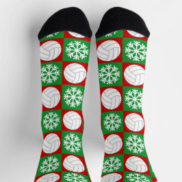 Volleyball Spieler Weihnachts-Schneeflockenmuster Socken
