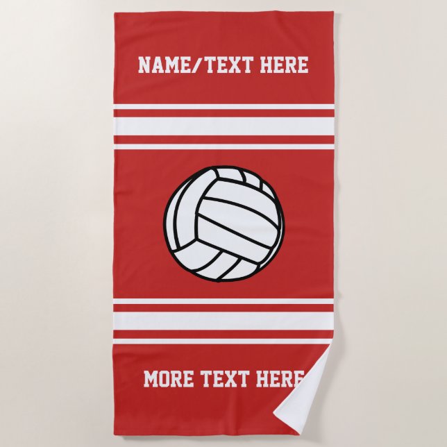 Volleyball-Spielername Team Name Ihre Teamfarbe Strandtuch (Vorderseite)