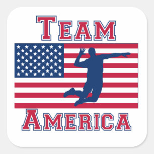 Volleyball-Spitzen-Flagge-Team Amerika Quadratischer Aufkleber