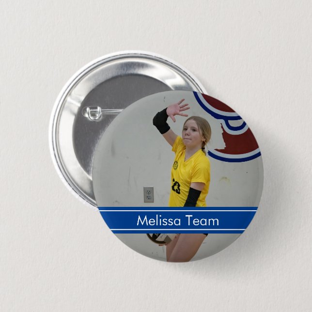 Volleyball Sport Foto Button (Vorne & Hinten)