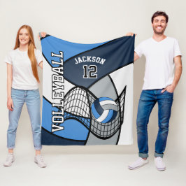 Volleyball 🏐 Sport in Blau, Weiß und Grau Fleecedecke