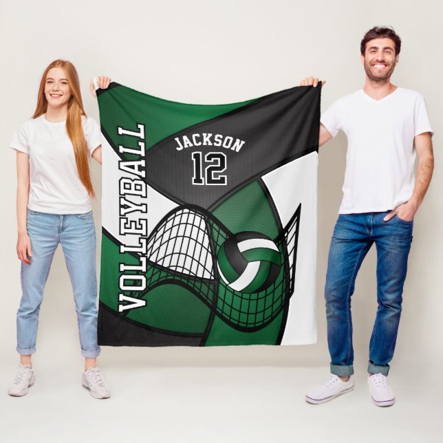 Volleyball 🏐 Sport in Dunkelgrün, Weiß und Schwar Fleecedecke (Beispiel)