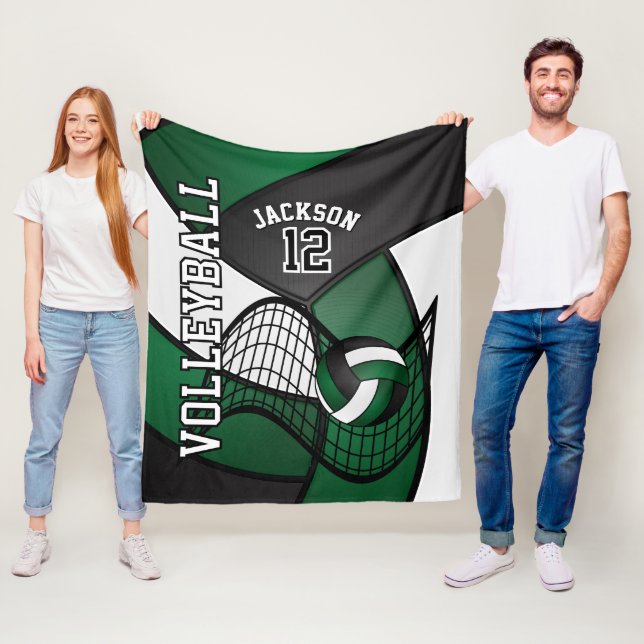 Volleyball 🏐 Sport in Dunkelgrün, Weiß und Schwar Fleecedecke (Beispiel)