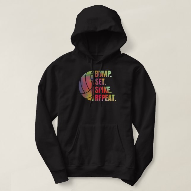 Volleyball Sport Lover Bump Set Spike Wiederholung Hoodie (Design vorne)