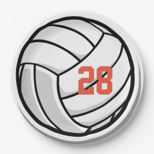 Volleyball Sport White Black Partys Custom Pappteller